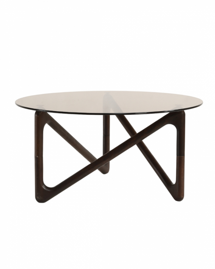 Dohányzóasztal \'Modica\' Ø80 – Dió/Üveg a csoportban Bútorok / Asztalok / Asztal nál Reforma (717AB-walnut)