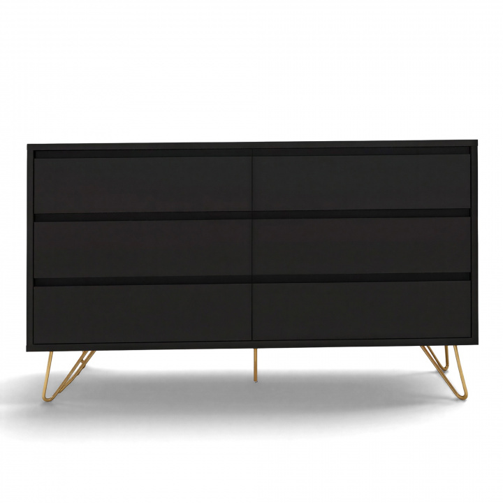 Fi&oacute;kos szekr&eacute;ny \'Elle\' 120x70 - Fekete/Brass a csoportban Bútorok / Polcok és tárolás / Fiókos szekrények nál Reforma (ELLECD03-black)