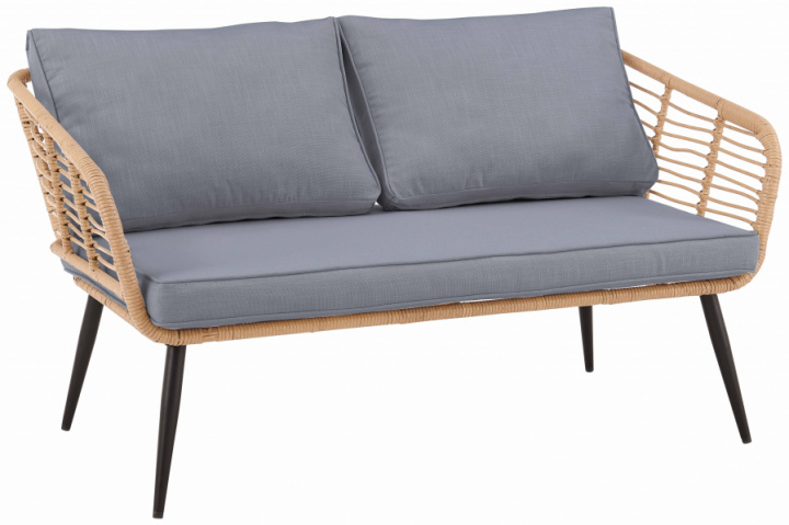 Kerti kanapé \'Sardinia\' - Természetes/Szürke a csoportban Bútorok / Kerti bútorok / Kültéri kanapék nál Reforma (MLM-210439-Loveseat-grey)