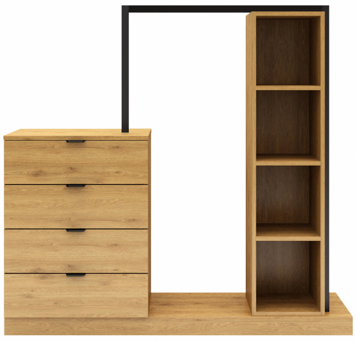 Ruhafogas \'Nova\' 4 fiók - Tölgy/Fekete a csoportban Bútorok / Polcok és tárolás / Ruhafogasok nál Reforma (NOVASU02)