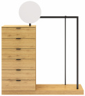 Ruházati állvány \'Nova\' 6 fiók - Tölgy/Fekete