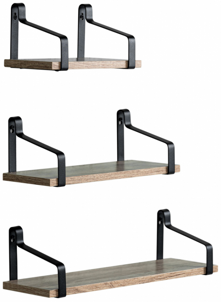 3 darab Mia fali polc - Fekete/Natúr a csoportban Bútorok / Polcok és tárolás / Fali polcok nál Reforma (RH1905-14)