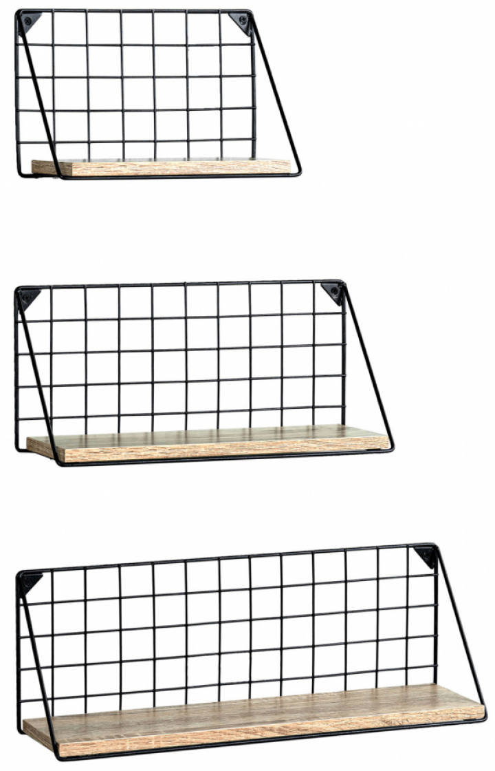 3 darab Net fali polc - Fekete/Natúr a csoportban Bútorok / Polcok és tárolás / Fali polcok nál Reforma (RH2012-39)