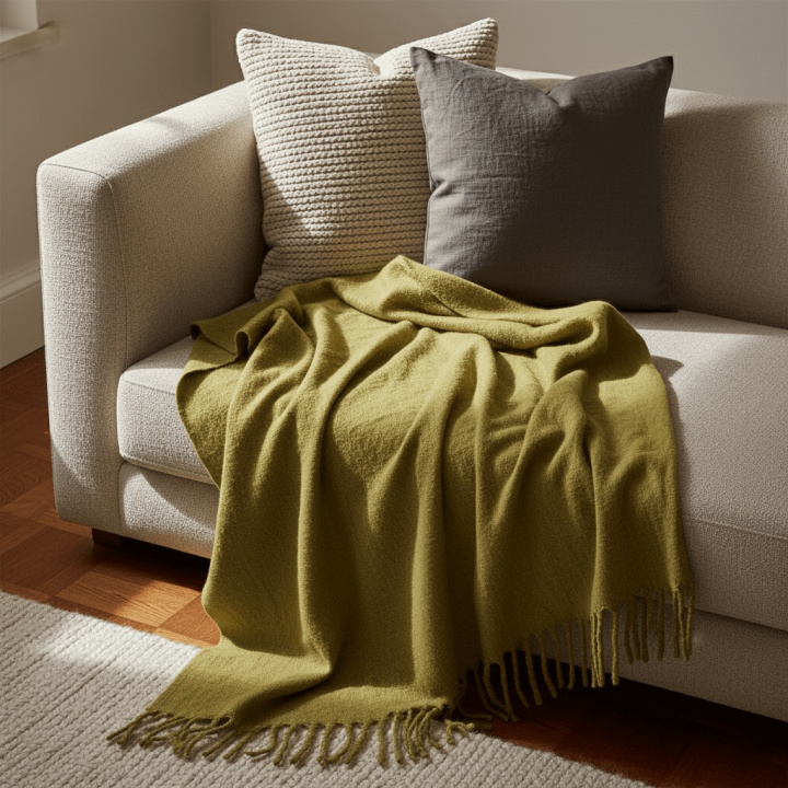 Kockás takaró \'Samantha\' 130x170cm - Olivazöld a csoportban Dekoráció / Textíliák / Takarók és plédek nál Reforma (V10201726)