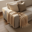 Pamut takaró \'Denisa Fishbone\' 130x170cm - Bézs/fehér