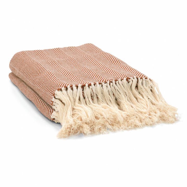 Pamut takaró \'Denisa Fishbone\' 130x170cm - Barna/fehér a csoportban Dekoráció / Textíliák / Takarók és plédek nál Reforma (V10201747)