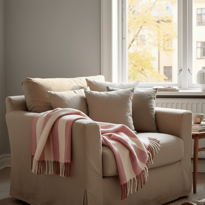 Kockás kockás \'Beatriz Stripe\' 130x170cm - Piros/fehér a csoportban Dekoráció / Textíliák / Takarók és plédek nál Reforma (V10225826)