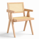 Karfás szék \'Jean\' - Fehérre pácolt tölgy/Rattan